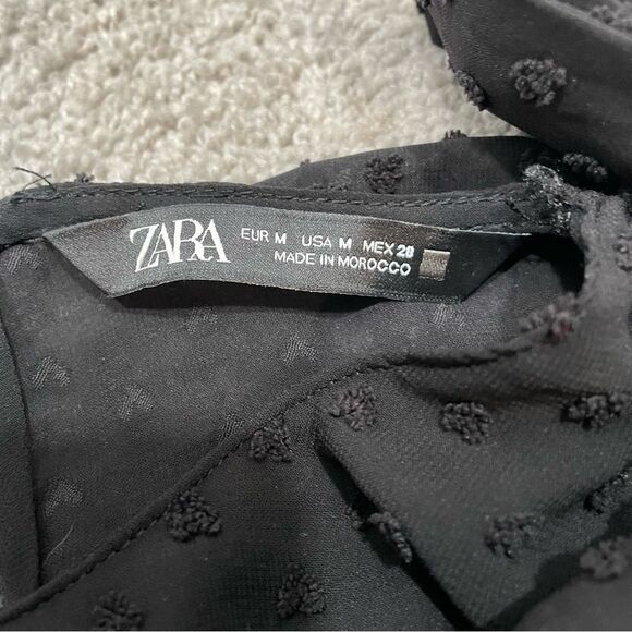 Zara Sheer Heart Polk Dot Shoulder Bow Blouse Size M - Picture 9 of 13